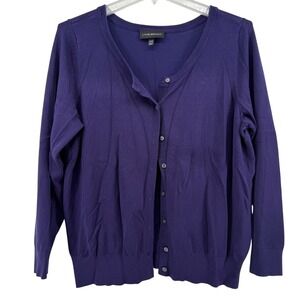 Lane Bryant Purple Cardigan Sweater Plus Size 18/20 2X Button Front Long Sleeve